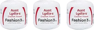 Aunt Lydia Fashion كروشيه أبيض - 3 عبوات 150y/137m - قطن - قياس 3 - كروشيه