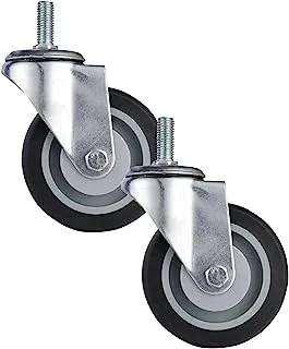 BMB Tools Grey TPR Double Ball Bearing Caster 2 Piece 100mm - Swivel - Screw M12x30mm| Industrial & Scientific|Material Handling Products|Rubber Caster| Wheel