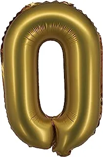 The Balloon Factory No Helium Number 0 Foil Balloon, 16-Inch Size, Gold