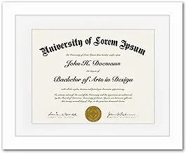 Americanflat 11x14 White Diploma Frame | Certificate Frame Displays 8.5x11 Diplomas with Mat or 11x14 Inch Without Mat. Shatter-Resistant Glass. Hanging Hardware Included