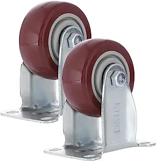 BMB Tools Red PVC Medium Duty Ball Bearing Caster 2 Piece 75mm - Rigid - Plate| Industrial & Scientific|Material Handling Products|Rubber Caster| Wheel