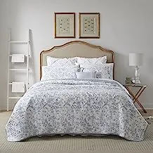 Laura Ashley Home - King Size Quilt Set, Cotton Reversible Bedding, Lightweight Home Decor for All Seasons (Spa Blue, King)