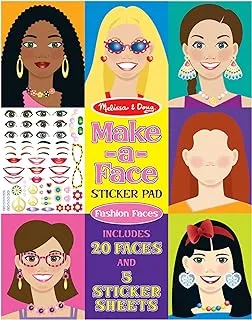 Melissa & Doug Make-a-Face Sticker Pad - Fashion Faces, 20 Faces, 5 Sticker Sheets