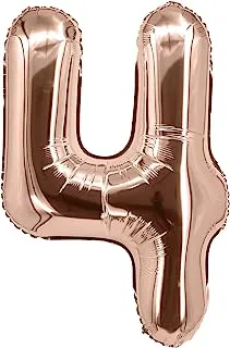 The Balloon Factory No Helium Number 4 Foil Balloon, 16-Inch Size, Rose Gold
