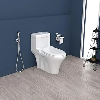 Saudi Ceramics Paris Toilet Seat with Flushing Mechanism and Toilet Seat Cover, White