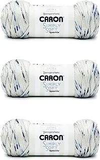 Caron Simply Soft Blue Gingham Speckle Yarn - 3 Pack of 141g/5oz - Acrylic - 4 Medium (Worsted) - 235 Yards - Knitting, Crocheting & Crafts