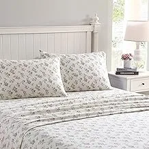 Laura Ashley Home | Flannel Collection |100% Premium Cotton Bedding Sheet Set, Pre-Shrunk & Brushed For Extra Softness, Comfort, and Cozy Feel, Queen, Audrey Pink