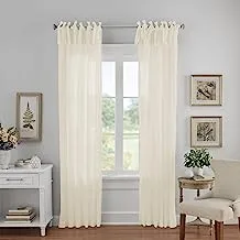 Elrene Home Fashions Crushed Semi-Sheer Adjustable Tie Top Single Panel Window Curtain Drape, 52