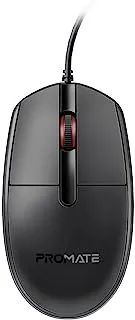 Promate 1200DPI Wired Mouse with 6 million Keystrokes, Hyper-Fast Scroll Wheel, 3 Button, 150cm Cable and Anti-Slip Design, CM-1200