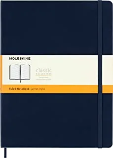 دفتر ملاحظات كلاسيكي Moleskine ، غلاف صلب ، XL (7.5 بوصات × 9.5 بوصات) مسطر / مسطر ، أزرق ياقوتي ، 192 صفحة