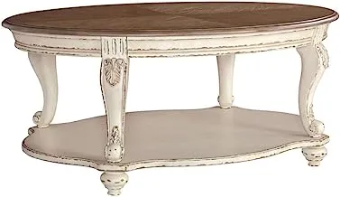 Ashley Homestore Oval Cocktail Table, White/Brown Standard Size T743-0