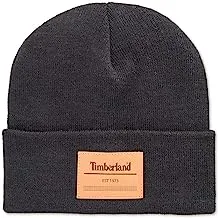 Timberland Men`s Heat Retention Watch Cap Knit Beanie with Leather Patch
