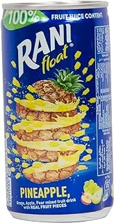 Rani Float Pineapple, No Added Sugar, 100% Fruit Juice, 180ml (Pack of 6 cans)