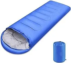 حقيبة نوم للتخييم في الهواء الطلق خفيفة الوزن مناسبة لـ 3 فصول الطقس وأكياس نوم دافئة، مصنوعة من الألياف الدقيقة مملوءة بـ 5-20 درجة لحقائب الظهر/المشي لمسافات طويلة/التخييم/تسلق الجبال مع كيس ضغط (أزرق)