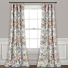 Lush Decor Sydney Curtains | Floral Garden Room Darkening Window Panel Set for Living, Dining, Bedroom (Pair), 95” x 52”, Blue and Yellow, L, Blue & Yellow