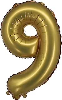 The Balloon Factory Number 9 Foil Balloon, No Helium, 34-Inch Size, Gold