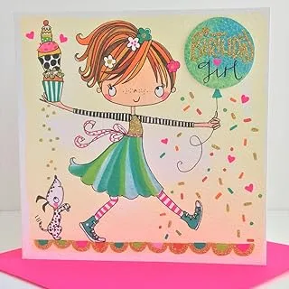 Rachel Ellen Birthday Girl Cakes & Balloon Birthday wish Card for Girls