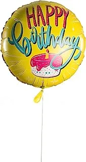 The Balloon Factory 800-627 Happy Birthday Balloon Without Helium, 22 Inch Size