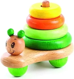 Edu Fun Wooden Snail Stacked Pyramid Colored Rings