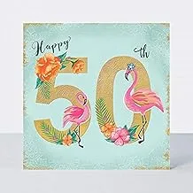 Rachel Ellen 50th Birthday Flamingo Greeting Card