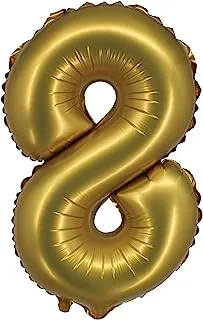 The Balloon Factory Number 8 Foil Balloon, No Helium, 34-Inch Size, Gold