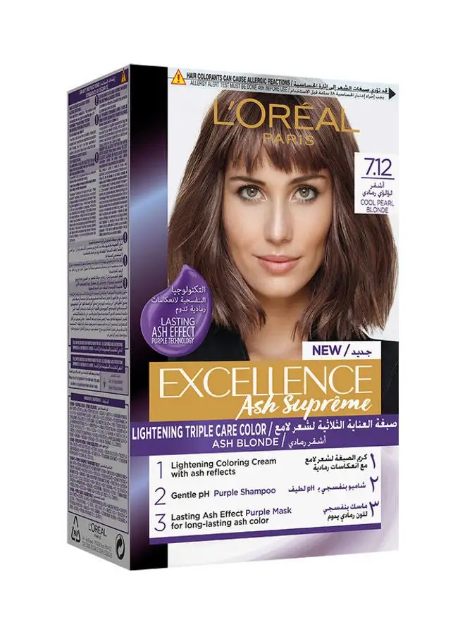 L'OREAL PARIS Excellence Ash Supreme Lightening Triple Care Color 7.12 Cool Pearl Blonde 192ml