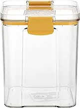 Royalford 700 ML Square Airtight Container With A Lid-RF11258 Plastic Container With A Silicone Sealing Ring Fitted Lid Transparent Storage Container, Yellow