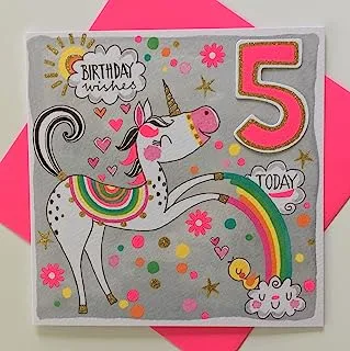 Rachel Ellen 5th Unicorn Birthday Card for Girls
