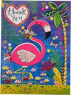 Rachel Ellen Designs Flamingo Themed Thank You Card - 5 Cards and Envelopes