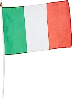 Leader Sport Italy Flag with Pole, 30 cm x 45 cm Size, Multicolour