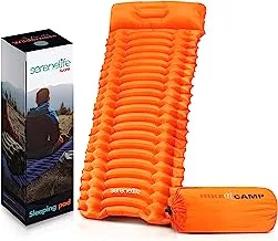 Backpacking Air Mattress Sleeping Pad - Self Inflating Waterproof Lightweight Sleep Pad Inflatable Camping Sleeping Mat w/Carrying Bag - for Camping, Backpacking, Hiking - Serenelife SLCPB (Blue)