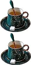 6-Piece Fine Bone Ceramic Cup And Saucer Set With Spoon