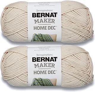 Bernat Maker Home Dec Cream Yarn - 2 Pack of 250g/8.8oz - Cotton - 5 Bulky - 317 Yards - Knitting/Crochet, Cream