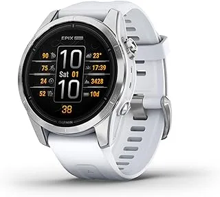 Garmin Epix Pro (Gen 2) Standard Edition Smartwatch with Band, 42 mm Case, Silver/White