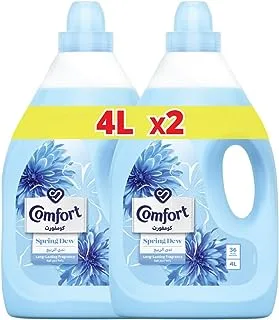 COMFORT Fabric Softener, Spring Dew, for fresh & soft clothes, 4L x 2 (Pack of 2)