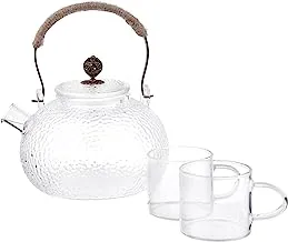 Trust Pro Glass Tea Pot with 2 Cup, 800 ml Cup Capacity, Light Weight Heat Resistant Glass Coffee Pitcher Jug Kettle Milk Home Kitchen Transparent