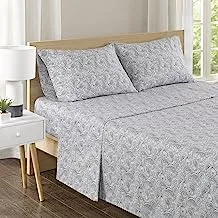 Comfort Spaces 144TC Cotton Sheet Set Breathable, Lightweight, Soft with Elastic Deep Pocket, Modern All Season Cozy Bedding, Matching Pillow Case, King, Paisley Multi 4 Piece
