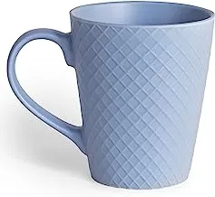 Shallow 380ml Porcelain Ceramic Cup coffee tea Mug Embossed Diamond Print Pattern Tassen – 9x10cm Blue