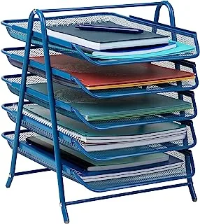Mind Reader 5TPAPER-TUR Desk Organizer with 5 Sliding Trays for Letters, Documents, Mail, Files, Paper, Turquoise, 5 Tier