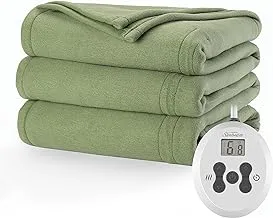 Sunbeam Quilted Fleece Heated Blanket with EasySet Pro Controller, Twin, Ivy