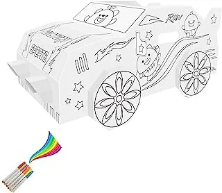 Eazy Kids Diy Doodle | Color & Paint | Art And Craft | 100% Recycled Paper | Birthday Gifts | Set Of 6 Sketch Pen | Wearable Car | 3Years+ |Multicolor