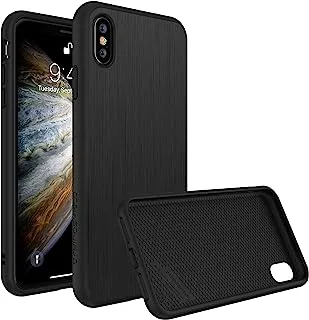 RhinoShield SolidSuit Protective Phone Case for iPhone XS, Brushed Steel/Black
