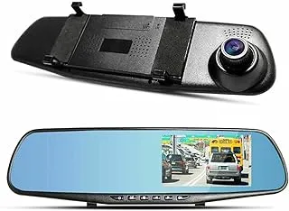 3xr HD مرآة داش كام سيارة DVR مسجل فيديو مع كاميرا أمامية وخلفية