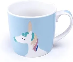 Shallow 330ml Porcelain Ceramic Cup Tea Coffee Mug 8.5x9.5cm Unicorn Design - Spindle Blue