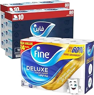Fine Family Bundle of Fine Classic Facial Tissue 20 Packs and Fine Deluxe Toilet Tissue Paper 24 Rolls