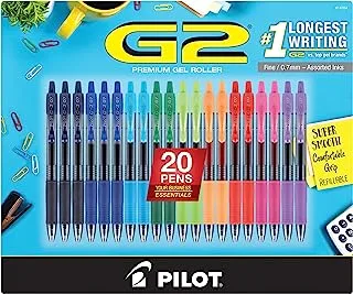قلم بايلوت G2 ، أقلام حبر جل فاخرة متنوعة ، قابلة للسحب وإعادة الملء ، نقطة رفيعة ، 0.7 مم ، 20 قلمًا