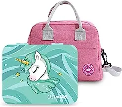 Eazy Kids Bento Box wt Insulated Lunch Bag & Cutter Set -Combo - Unicorn Green