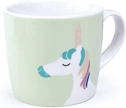Shallow 330ml Porcelain Ceramic Cup Tea Coffee Mug 8.5x9.5cm Unicorn Design - Sea Mist Green