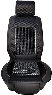 seat cushion premium leather with beads - black