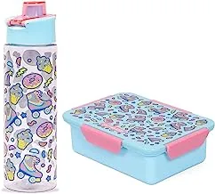 Eazy Kids Lunch Box and Tritan Water Bottle w/Flip Lid, Gen Z Skater - Blue, 750ml